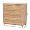 Baxton Studio Elsbeth Mid-Century Modern Oak Brown Finished Wood and Natural Rattan 5-Drawer Storage Cabinet 226-12954-ZORO - alternate 4
